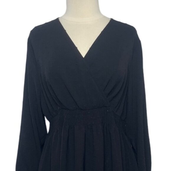 Cicidudu Dress Womens 1XL Black New WOT VNeck Long Sleeve - Picture 3 of 7